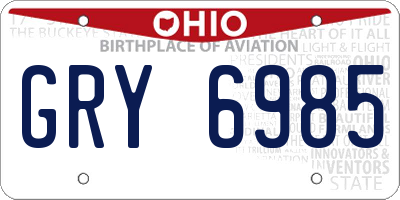 OH license plate GRY6985