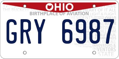 OH license plate GRY6987