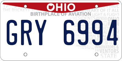 OH license plate GRY6994