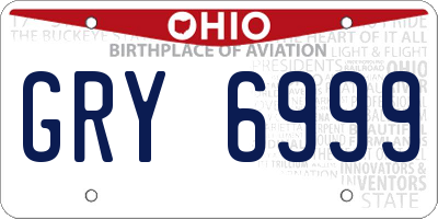 OH license plate GRY6999