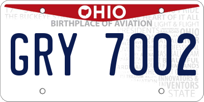 OH license plate GRY7002