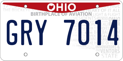 OH license plate GRY7014
