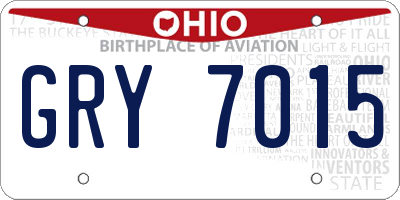 OH license plate GRY7015