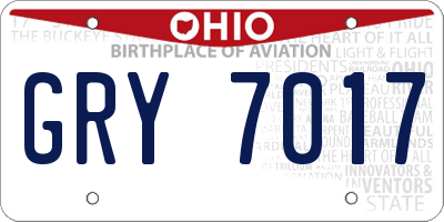 OH license plate GRY7017