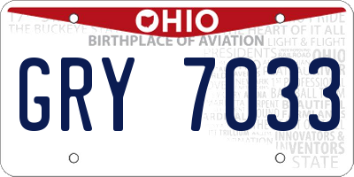 OH license plate GRY7033