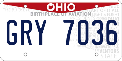 OH license plate GRY7036