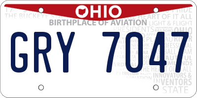 OH license plate GRY7047