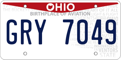 OH license plate GRY7049