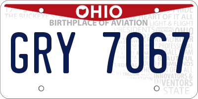 OH license plate GRY7067