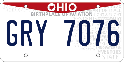 OH license plate GRY7076