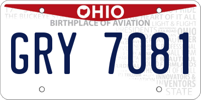 OH license plate GRY7081