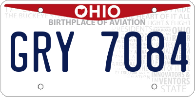 OH license plate GRY7084