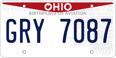 OH license plate GRY7087