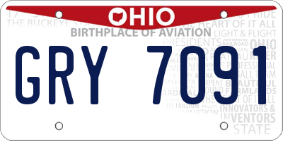 OH license plate GRY7091