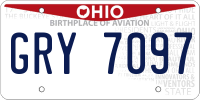 OH license plate GRY7097