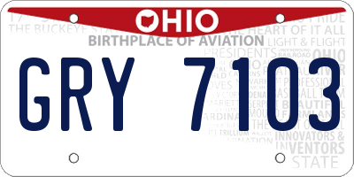 OH license plate GRY7103
