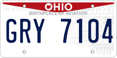 OH license plate GRY7104