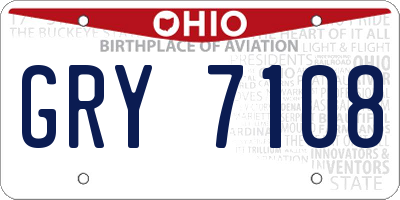 OH license plate GRY7108