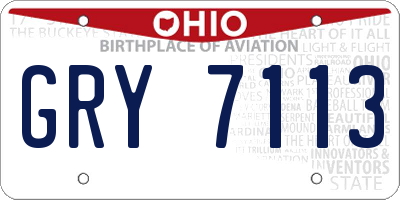 OH license plate GRY7113