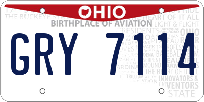 OH license plate GRY7114