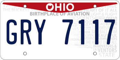 OH license plate GRY7117