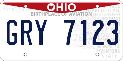 OH license plate GRY7123