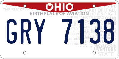 OH license plate GRY7138