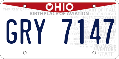 OH license plate GRY7147