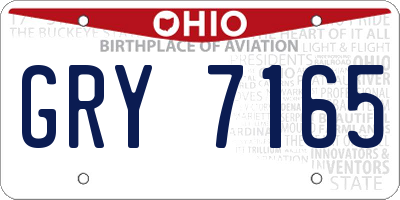 OH license plate GRY7165