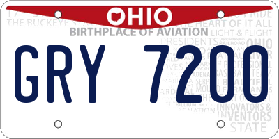 OH license plate GRY7200