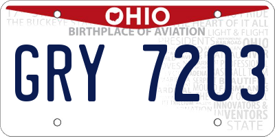 OH license plate GRY7203
