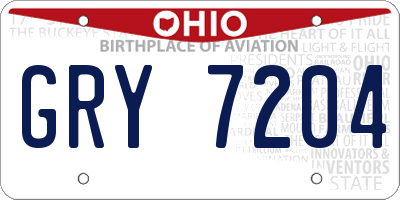 OH license plate GRY7204