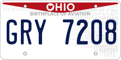 OH license plate GRY7208
