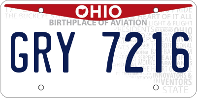 OH license plate GRY7216