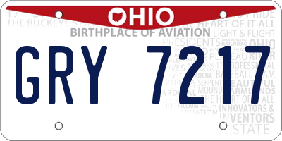 OH license plate GRY7217