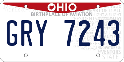 OH license plate GRY7243