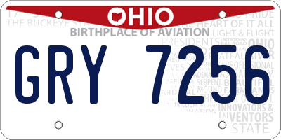 OH license plate GRY7256