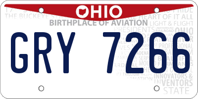 OH license plate GRY7266