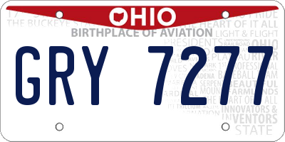 OH license plate GRY7277