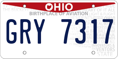 OH license plate GRY7317