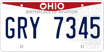 OH license plate GRY7345