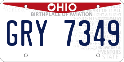 OH license plate GRY7349
