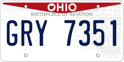 OH license plate GRY7351