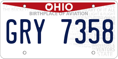 OH license plate GRY7358