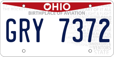 OH license plate GRY7372