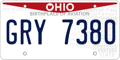 OH license plate GRY7380