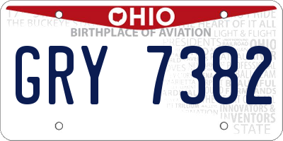 OH license plate GRY7382