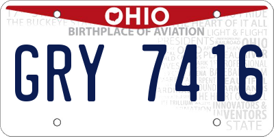 OH license plate GRY7416