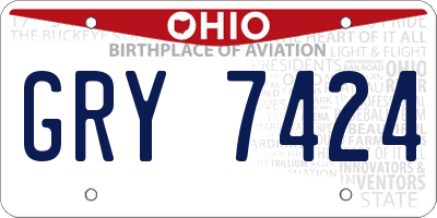 OH license plate GRY7424