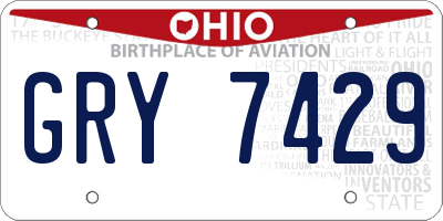 OH license plate GRY7429